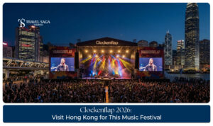 Crowds enjoying live music and festival activities at Clockenflap in Hong Kong.