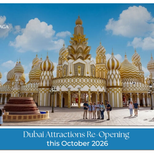 Visitors exploring Dubai attractions reopening for the 2026–27 season.