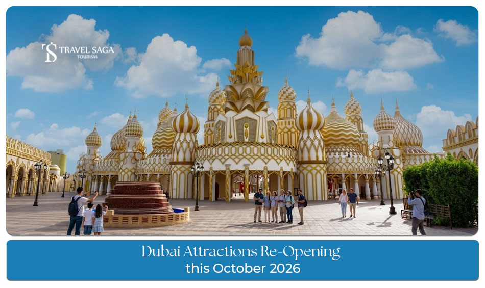 Visitors exploring Dubai attractions reopening for the 2026–27 season.