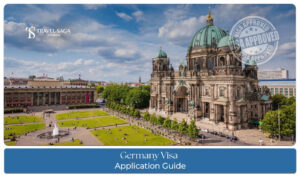 Traveller preparing documents and completing the visa application process for Germany.