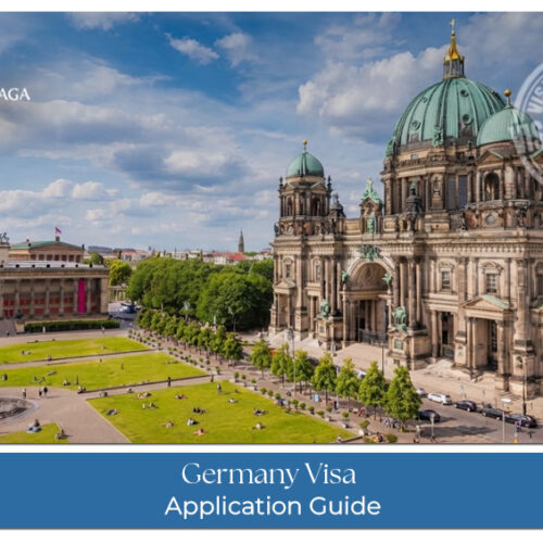 Traveller preparing documents and completing the visa application process for Germany.