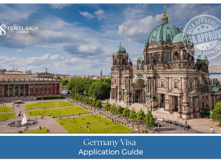 Traveller preparing documents and completing the visa application process for Germany.