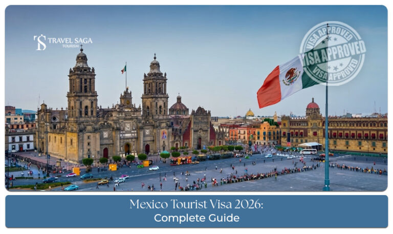 A traveler reviewing passport, visa documents, and requirements for visiting Mexico.