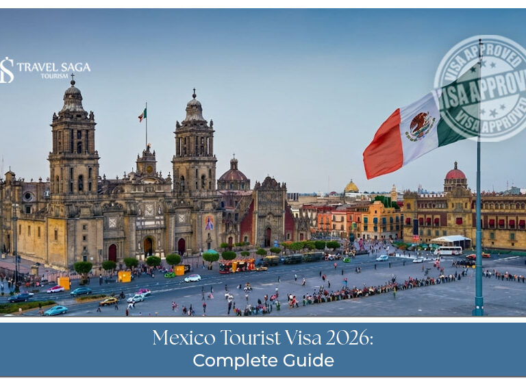 A traveler reviewing passport, visa documents, and requirements for visiting Mexico.