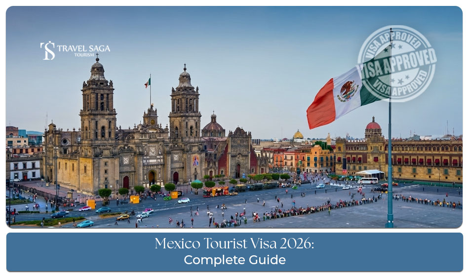 A traveler reviewing passport, visa documents, and requirements for visiting Mexico.