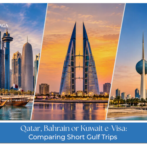 Comparison of e-visa requirements and travel options for Qatar, Bahrain, and Kuwait.