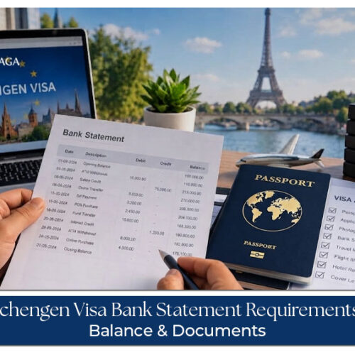 Schengen visa bank statement requirements for financial proof.