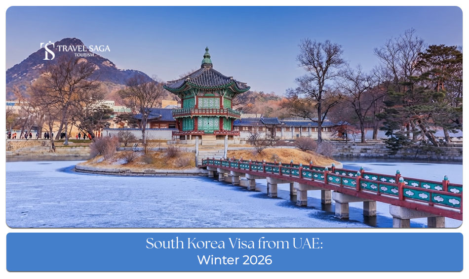 Traveler preparing documents for a South Korea tourist visa application from the UAE.