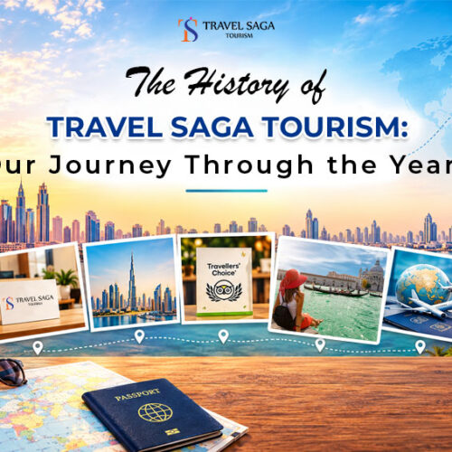 A visual timeline showcasing the growth and journey of Travel Saga Tourism since its establishment.