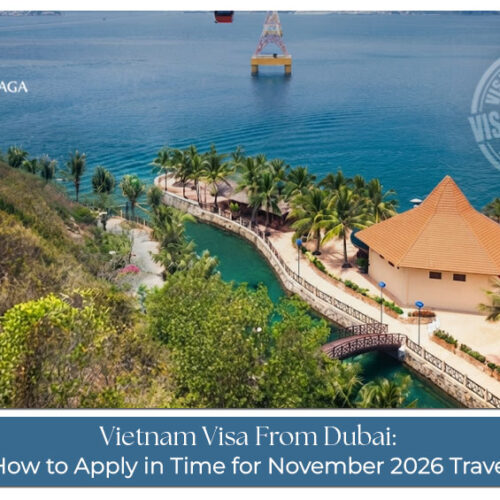 Traveller preparing documents for a Vietnam visa application from Dubai.