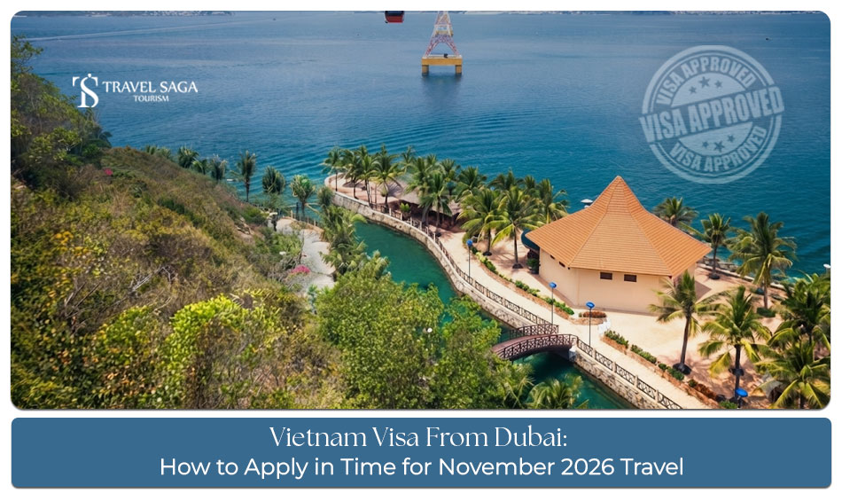 Traveller preparing documents for a Vietnam visa application from Dubai.