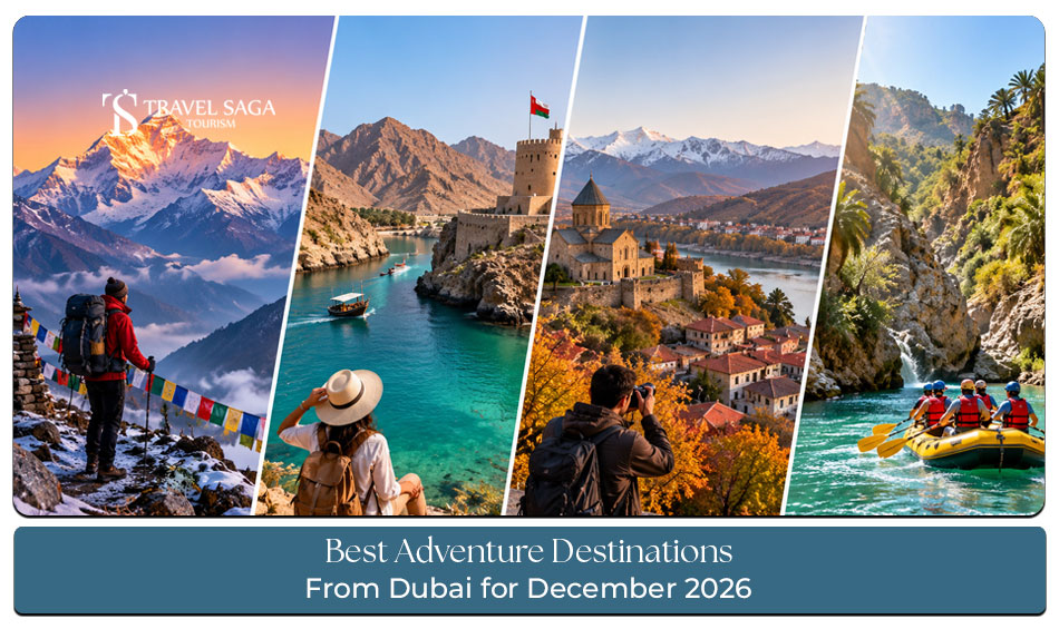 Travellers enjoying an adventurous outdoor experience at a scenic destination near Dubai in December.