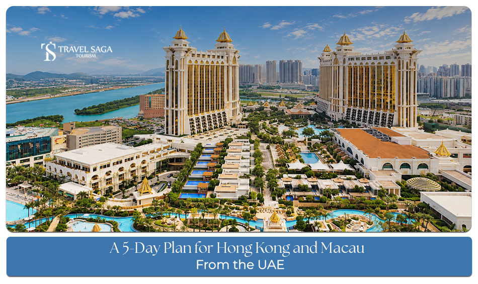 Travellers exploring Hong Kong and Macau with city skylines, cultural landmarks, and waterfront views.