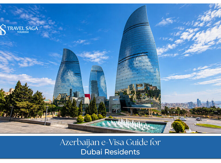 Traveller reviewing passport and online visa documents before planning a trip to Azerbaijan from Dubai.