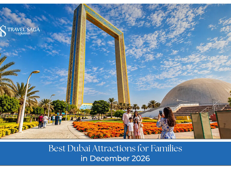 Families enjoying festive attractions, outdoor adventures, and fun-filled activities across Dubai during December.