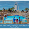 Visitors enjoying thrilling water rides and family attractions at a Dubai waterpark in November.