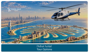 Aerial views of Dubai's skyline, coastline, and iconic landmarks from above.
