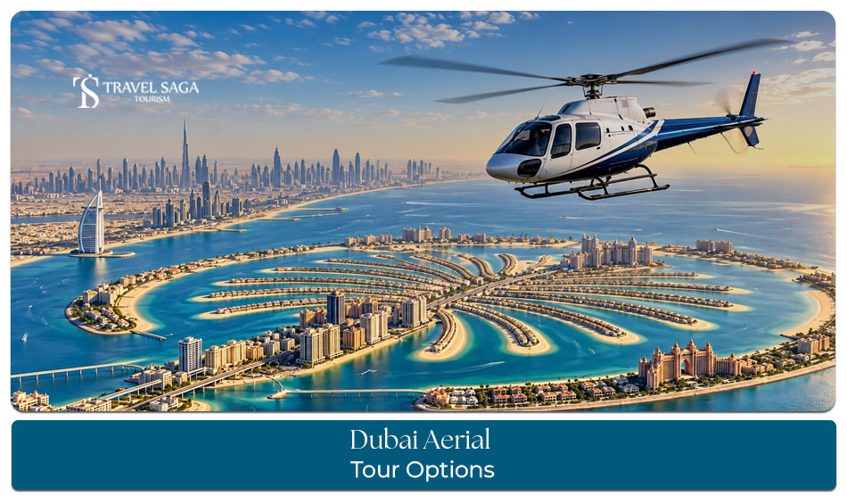 Aerial views of Dubai's skyline, coastline, and iconic landmarks from above.