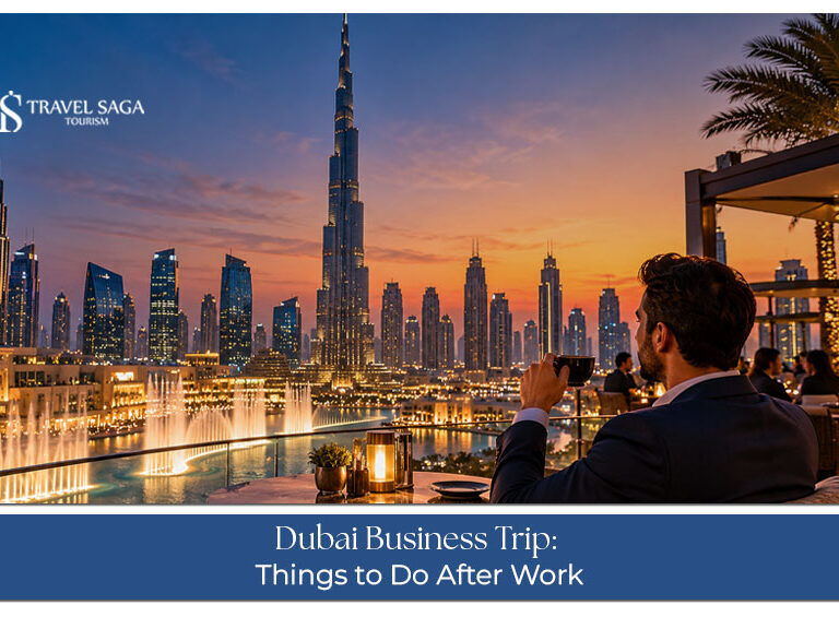 Things to do after work on a Dubai business trip, including evening city sightseeing, Marina cruises and dining experiences
