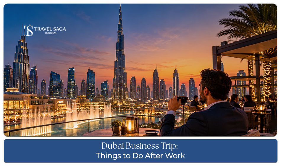 Things to do after work on a Dubai business trip, including evening city sightseeing, Marina cruises and dining experiences