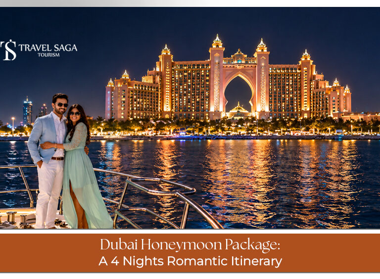 A couple enjoying a romantic Dubai getaway with skyline views and memorable sightseeing experiences.