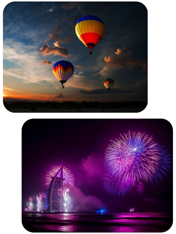 Dubai hot air balloon and New Year travel experiences
