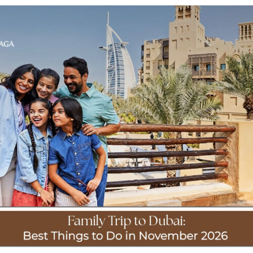 A family enjoying a sightseeing and leisure trip across Dubai in November.