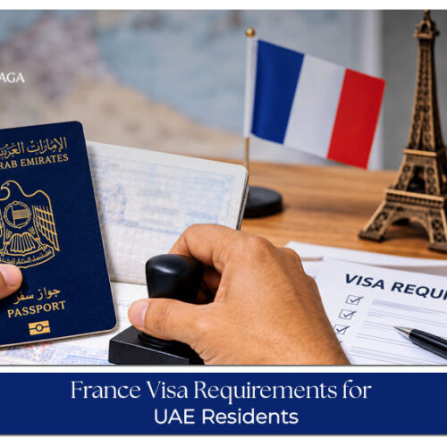 Traveller preparing documents for a France visa application from the UAE.
