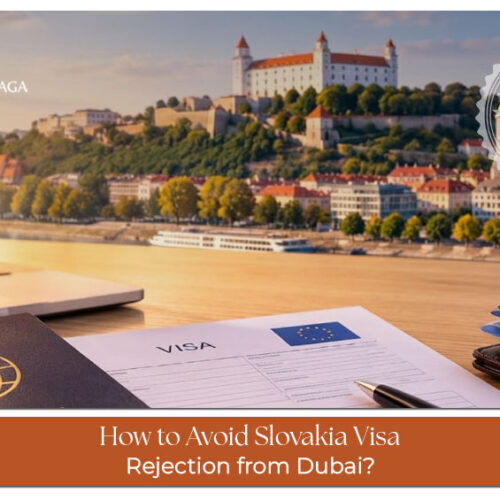 Traveller reviewing documents and requirements to reduce the risk of Slovakia visa rejection from Dubai.