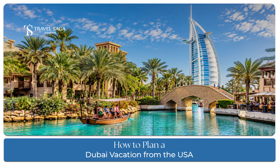 Traveller planning flights, accommodation, and activities for a Dubai vacation from the USA.