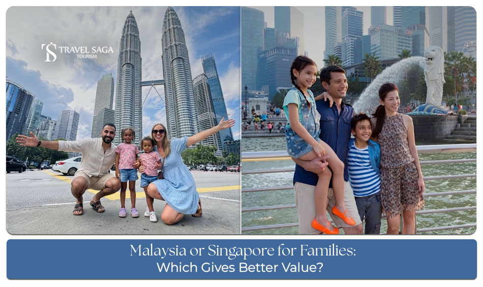Family enjoying a holiday experience while comparing Malaysia and Singapore.
