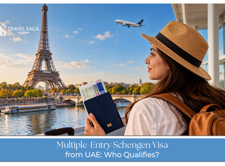 Traveller holding a passport and travel documents while preparing for multiple trips across Schengen countries from the UAE.