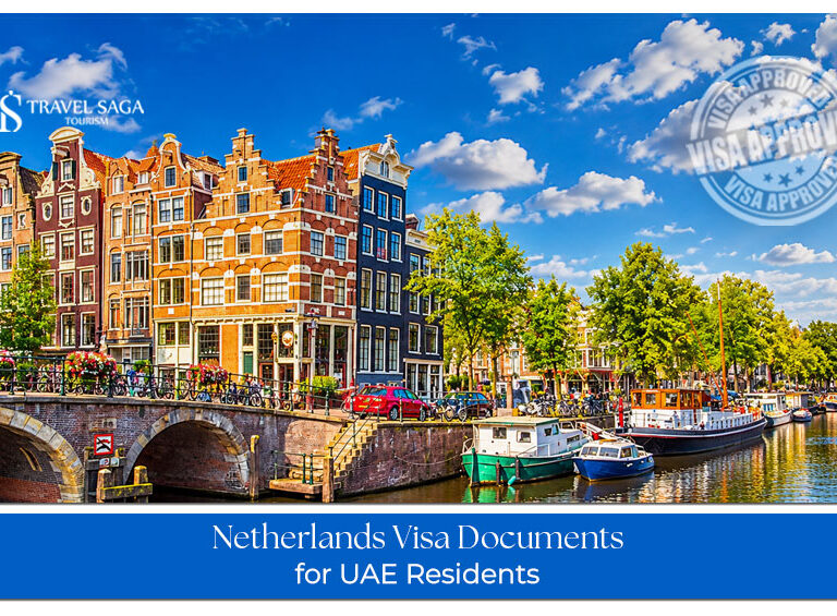UAE resident organising passport, Emirates ID, and supporting paperwork for a Netherlands visa application.