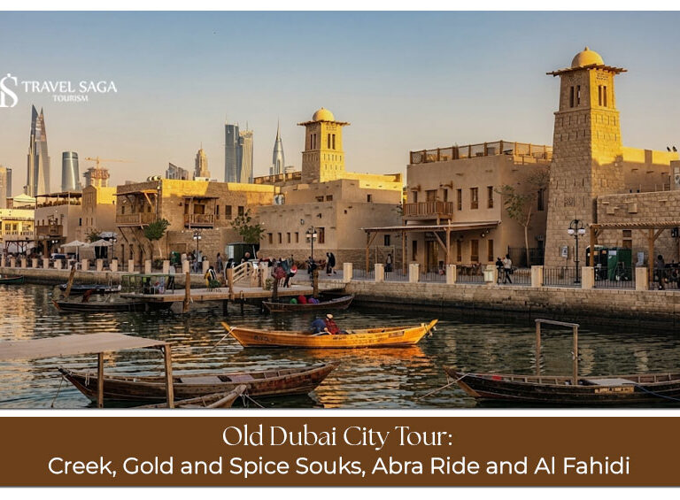 Old Dubai city tour featuring Dubai Creek, traditional gold and spice souks, abra rides and Al Fahidi Historical Neighbourhood