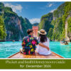 A romantic beachside sunset in Phuket with a couple enjoying a honeymoon getaway in Thailand.