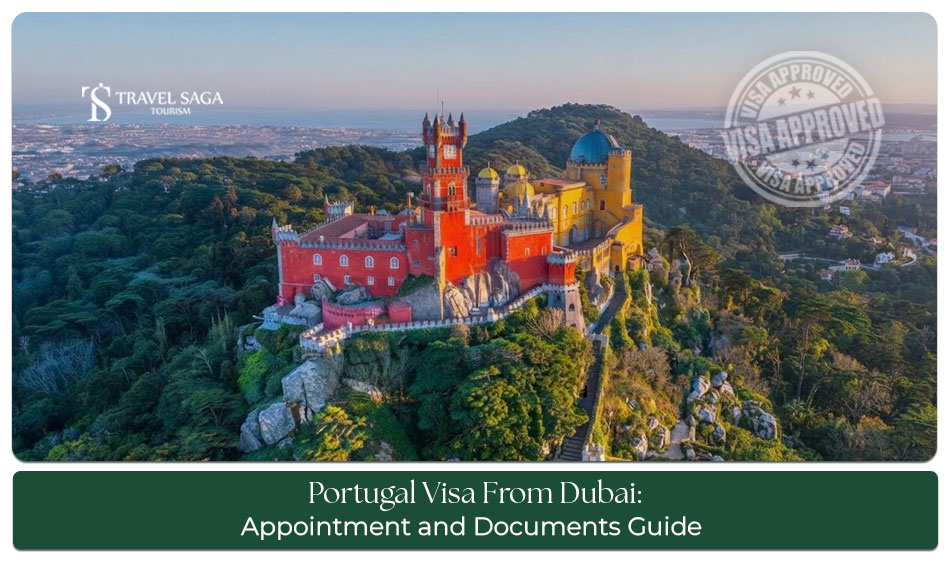 Traveller preparing visa documents and passport for a Portugal visa application from Dubai.