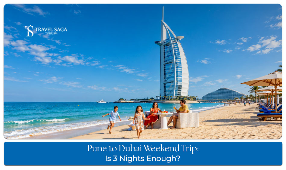 Travellers enjoying a short Dubai getaway with city skyline views and iconic attractions.