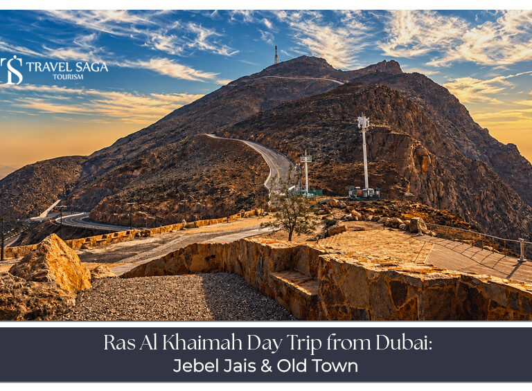 Ras Al Khaimah day trip from Dubai featuring Jebel Jais mountains, Dhayah Fort and scenic UAE landscapes