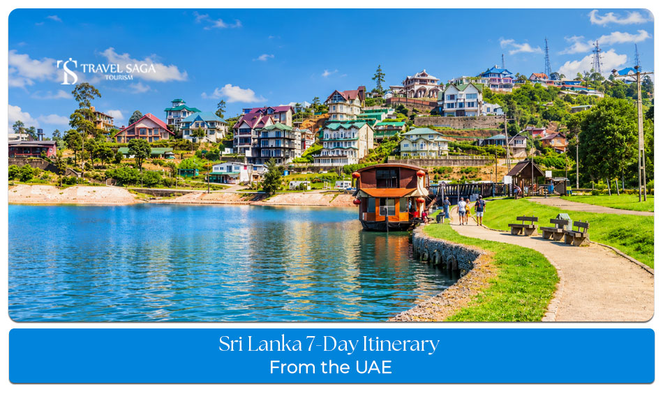 Travellers exploring Sri Lanka's tropical beaches, lush landscapes, and cultural landmarks during a week-long holiday.