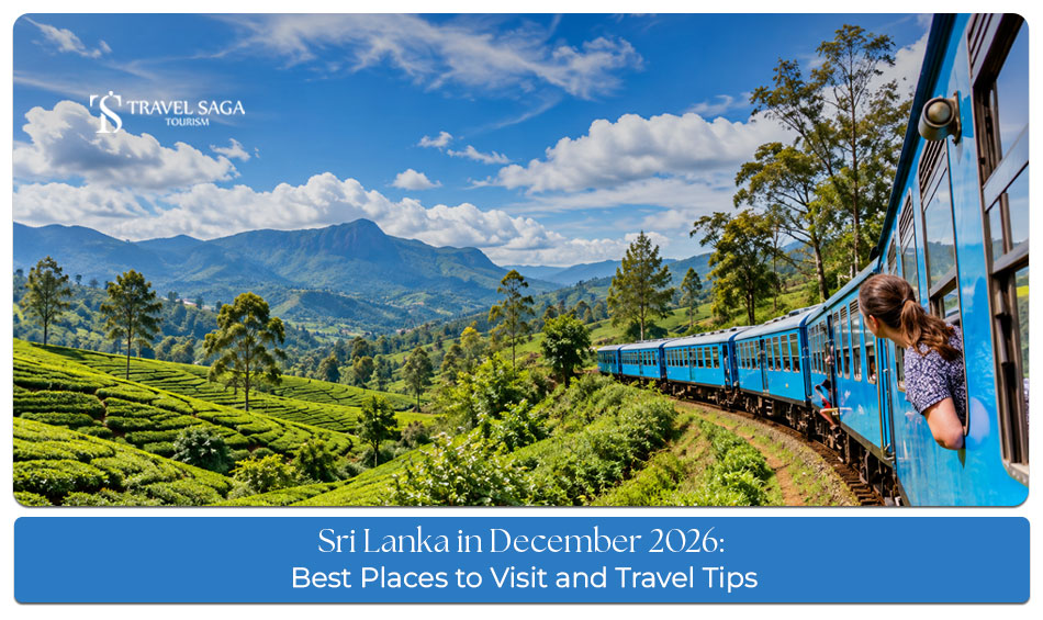 Scenic Sri Lankan coastline with tropical beaches, lush landscapes, and cultural attractions for December travellers.