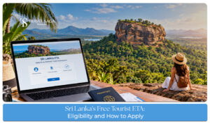 Sri Lanka free tourist ETA for eligible travellers, showing passport and online travel authorisation application