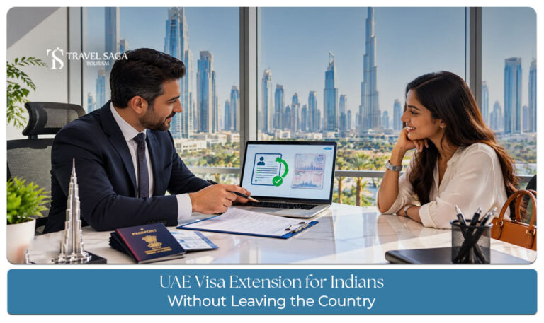 Indian traveller reviewing UAE visa extension requirements and application details.