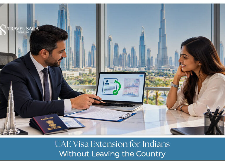 Indian traveller reviewing UAE visa extension requirements and application details.