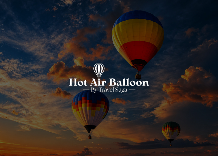 Dubai hot air balloon ride at sunrise over the golden desert dunes