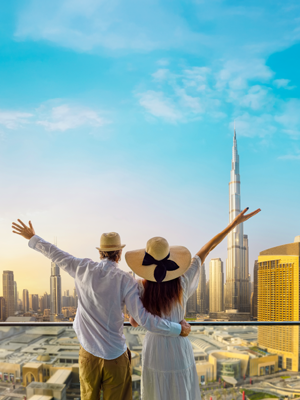 Dubai city sightseeing tour featuring Burj Khalifa, modern skyscrapers and iconic landmarks